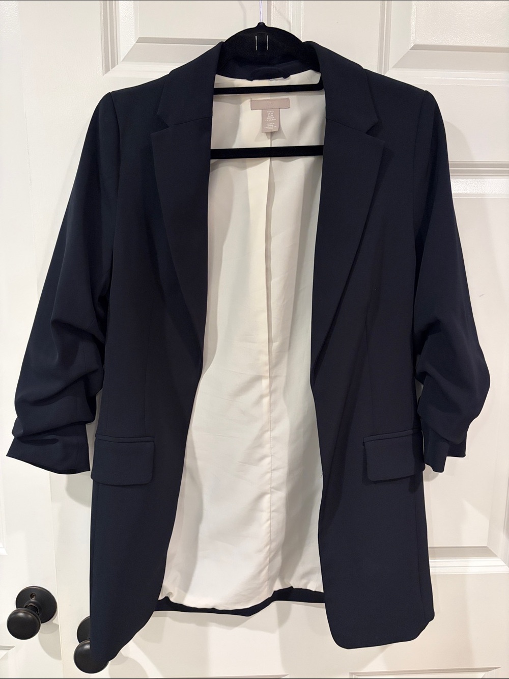 H&M Navy Open-Front Blazer with Rolled Sleeves